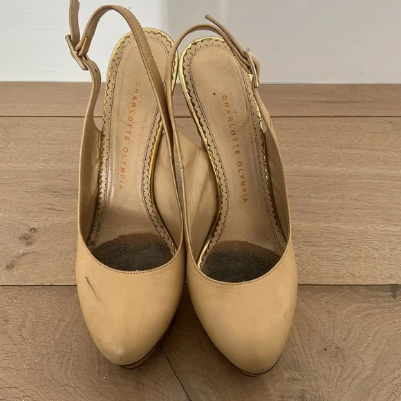Charlotte Olympia sling back pumps with gold platform - Picture 5 of 5